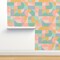 Pastel Mod Mint Retro Abstract Gold Green Mcm Blush Pink Shapes Vintage Style Custom Pre-pasted Wallpaper by Spoonflower Pre-Pasted Wallpaper 2FT Wide